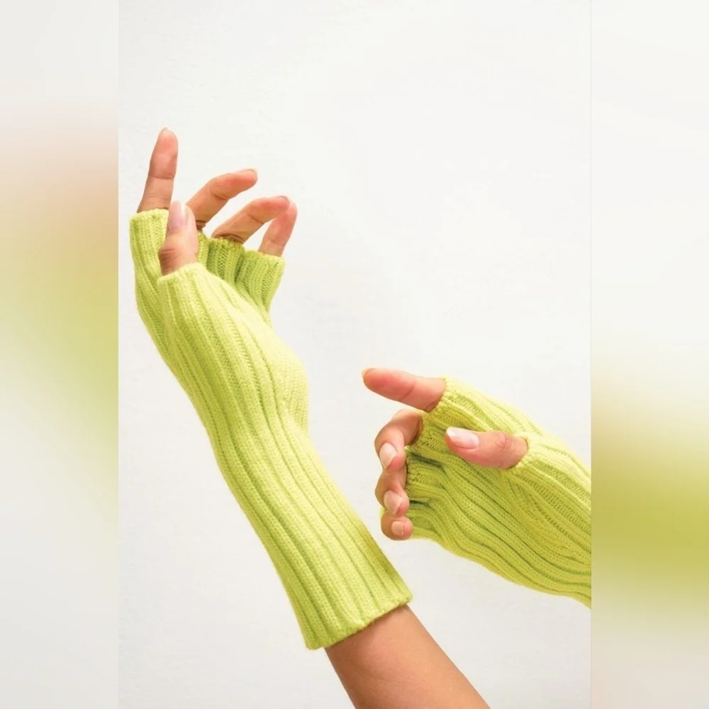 Mara Hoffman Jules Wool Fingerless Gloves In Chartreuse